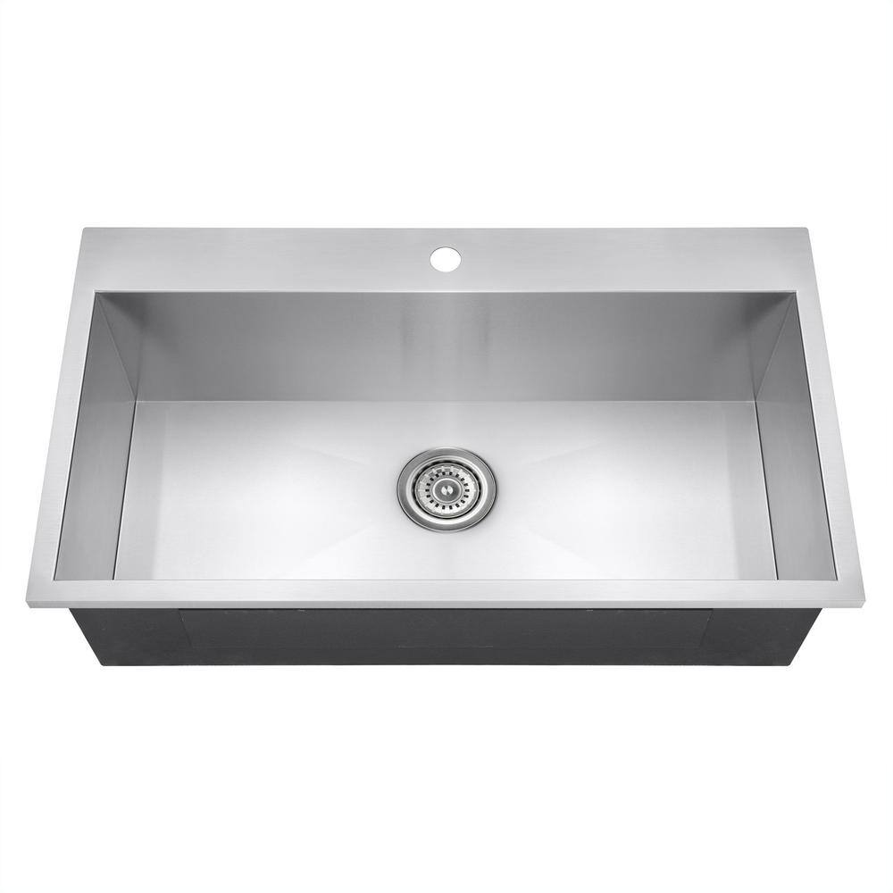 30" Brushed Stainless Steel Single Bowl Kitchen Sink with Chrome Faucet