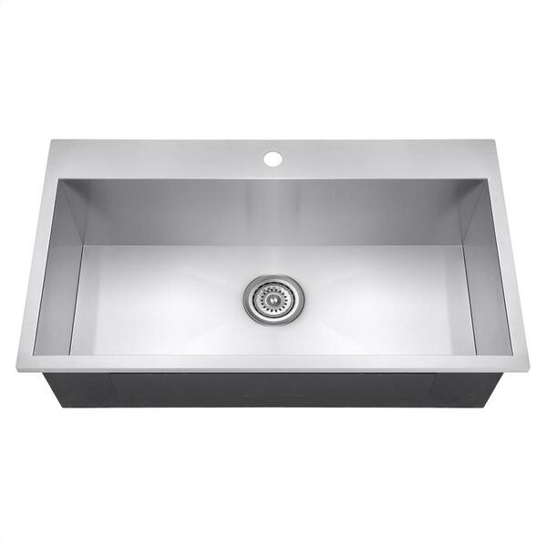 Handmade All-in-One Stainless Steel 33 in. x 22 in. Single Bowl Drop-in Kitchen Sink and Pull-down Kitchen Faucet
