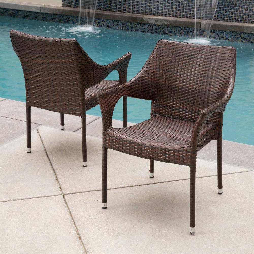 Cliff Multi Brown Wicker Outdoor Dining Chair Set