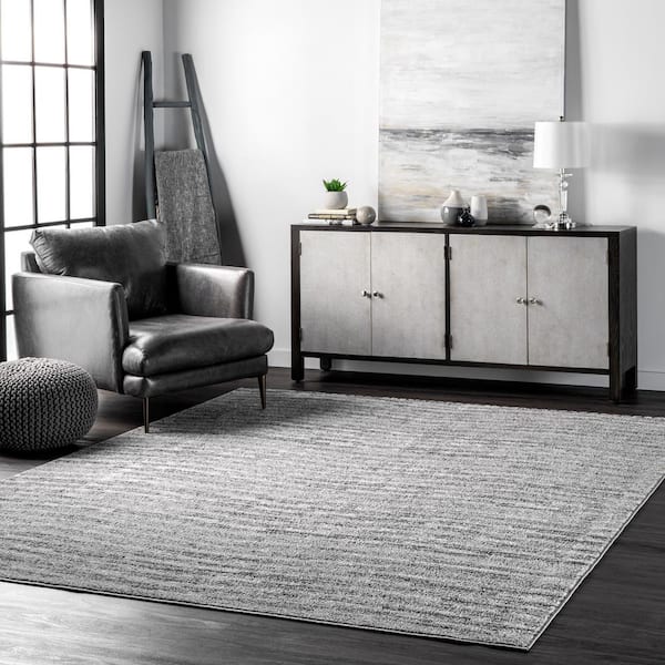 Sherill Modern Ripples Gray 8 ft. Square Rug