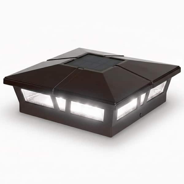 Cambridge Brown Integrated 6 in. x 6 in., 5.5 in. x 5.5 in. and 5 in. x 5 in. Aluminum Cambridge Solar Post Cap