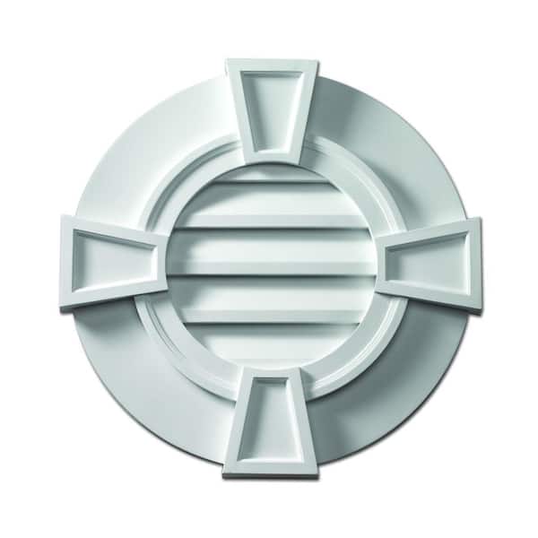 Fypon 24 in. x 24 in. Round White Polyurethane Weather Resistant Gable Louver Vent