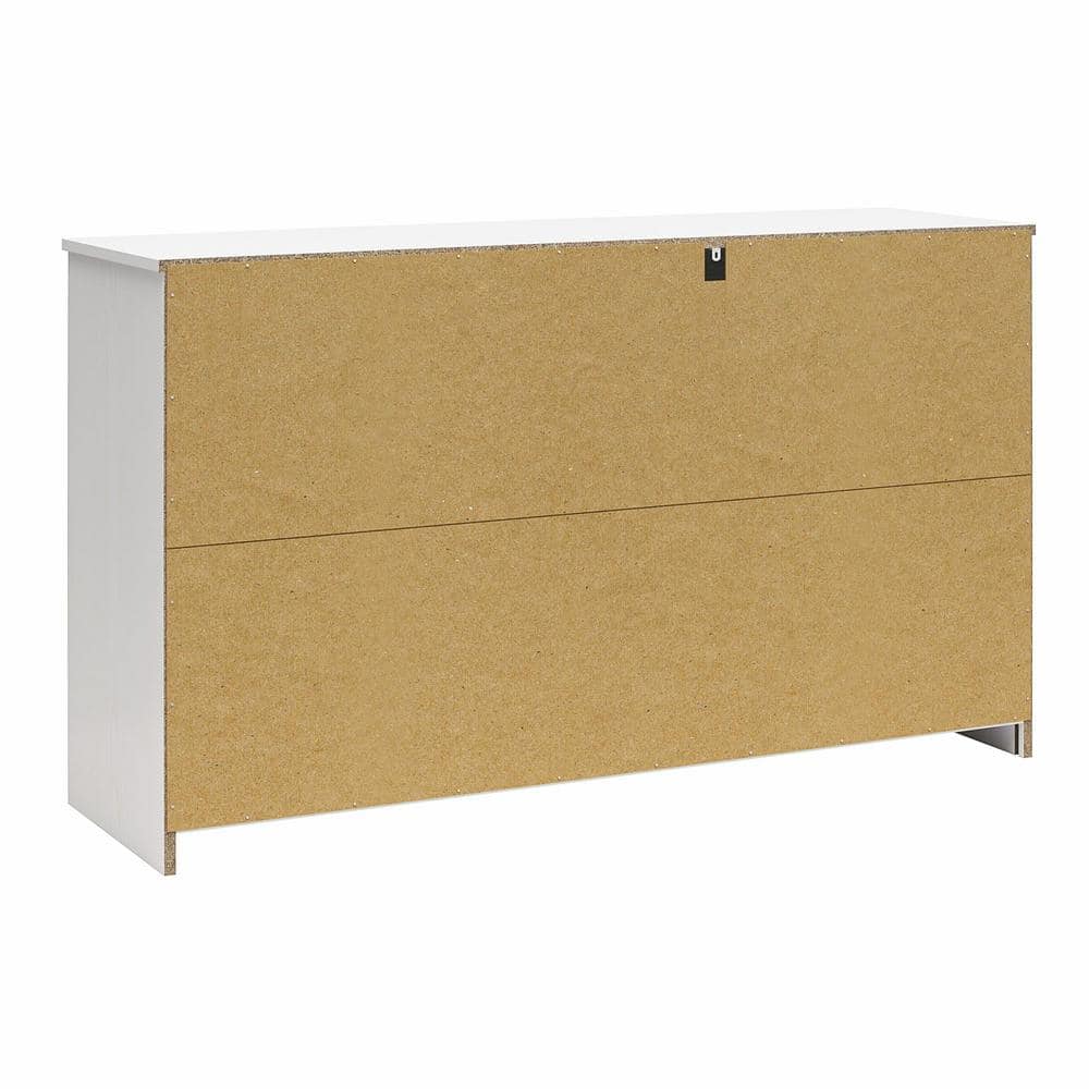 White Wide 6 Drawer Dresser with Metal Slides