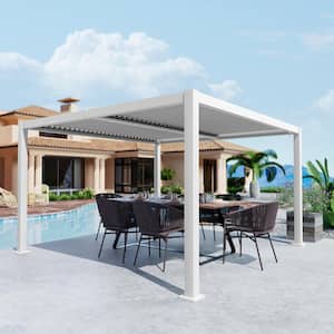 Elizabeth 12 ft. x 12 ft. White Aluminum Outdoor Louvered Pergola With Water-tight Adjustable Roof