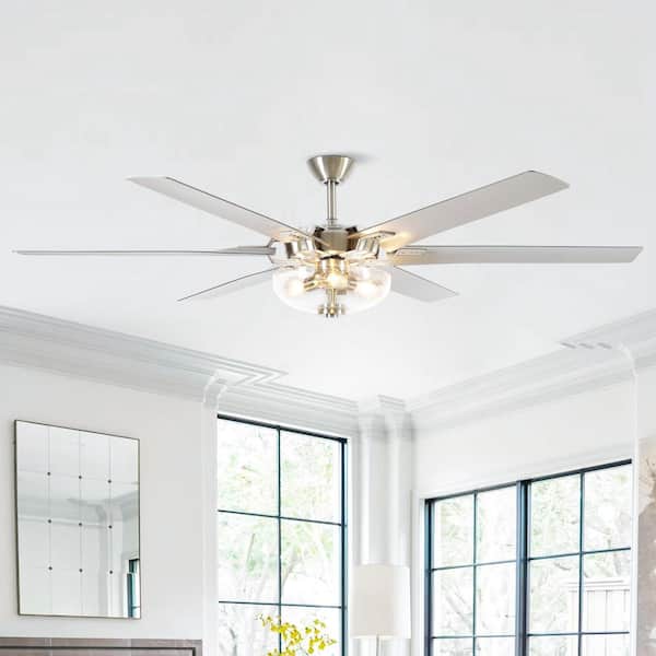 70 in. Brushed Nickel 6-Blades Indoor Ceiling Fan with Light Kit and Remote Control