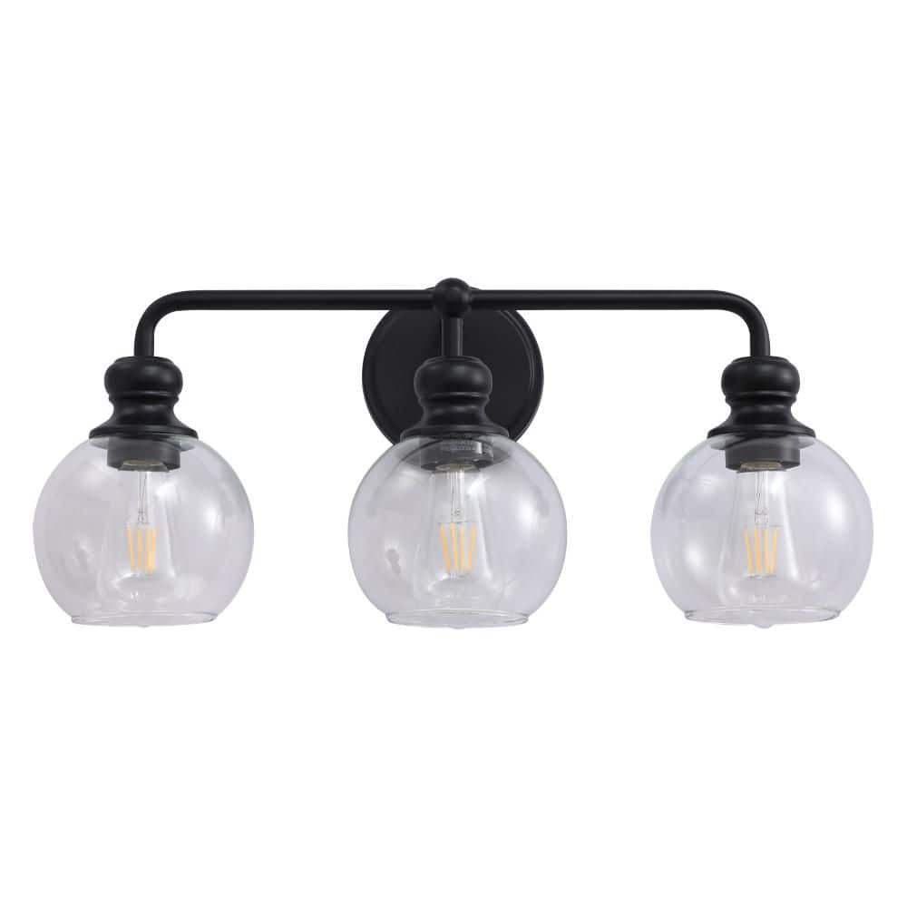 22.5 in. 3 Light Matt Black Paint Vanity Light with Clear Glass Shade price history on PriceWatchPro