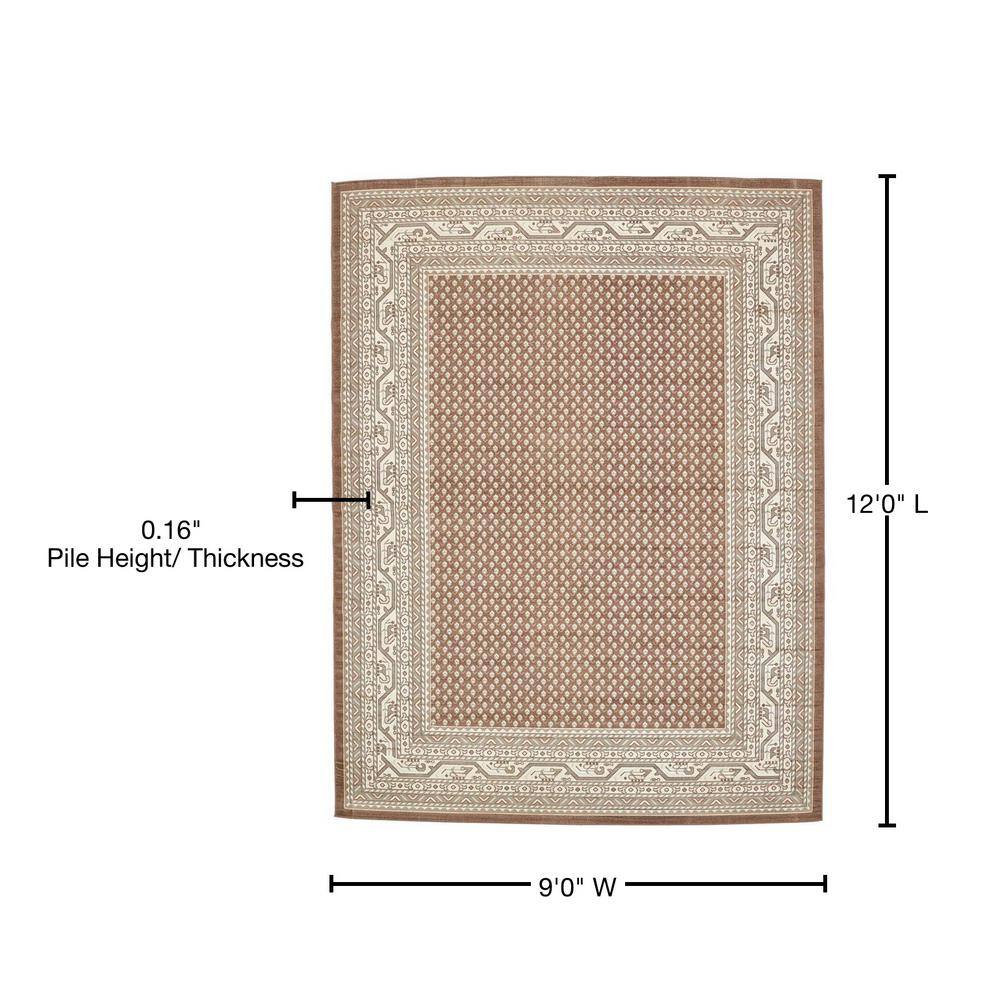 Braided Brown Synthetic 9' x 12' Easy-Care Rectangular Rug
