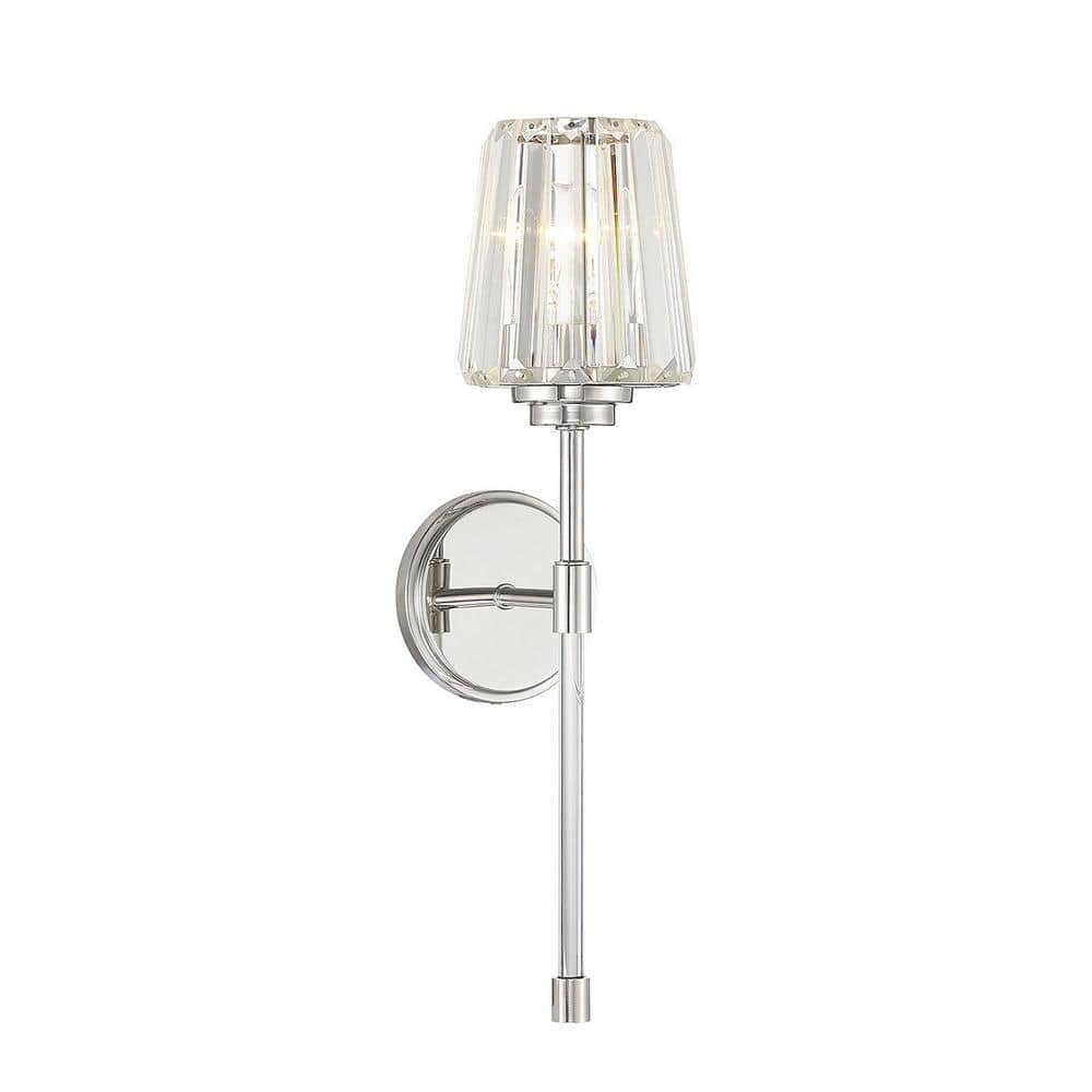 Garnet 5.5 in. W x 20.5 in. H 1-Light Polished Nickel Wall Sconce with Handcrafted Crystal Shade price history on PriceWatchPro