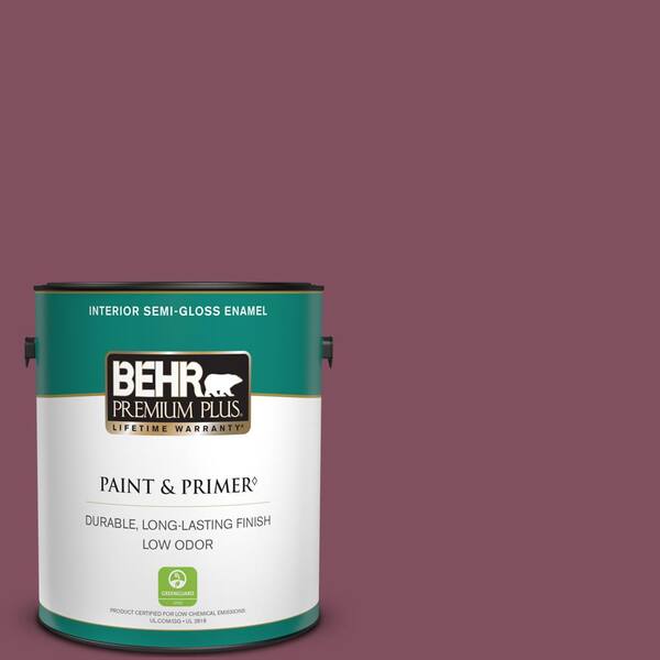 BEHR PREMIUM PLUS 1 gal. #T17-14 Artful Magenta Semi-Gloss Enamel Low Odor Interior Paint & Primer