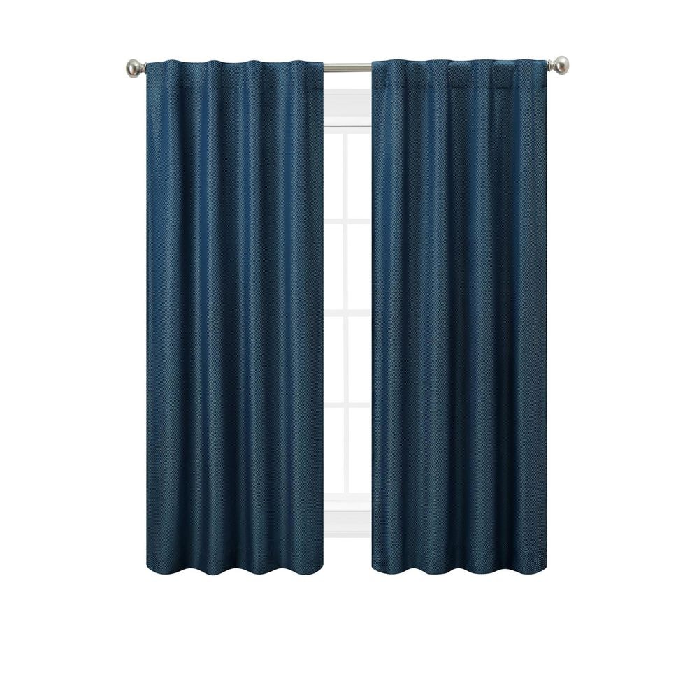 Nautica Ultimate Navy Blackout Back Tab Curtain - 38 in. W x 63 in. L ...