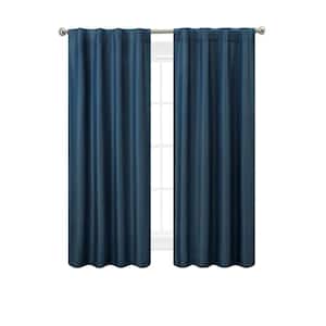 Ultimate Navy Blackout Back Tab Curtain - 38 in. W x 63 in. L (2-Panels)