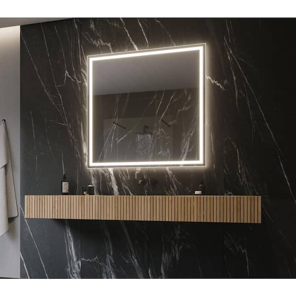 Unbranded Harmony 40 in. W x 40 in. H Square Frameless Wall Mounted 3000K LED Bathroom Vanity Mirror