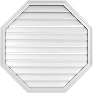 38" x 38" Octagonal Surface Mount PVC Gable Vent: Functional with Brickmould Frame