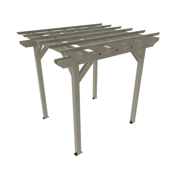 The Sequoia Commercial Grade Ridgecrest 8 ft. x 8 ft. Coastal Teak Plastic Pergola