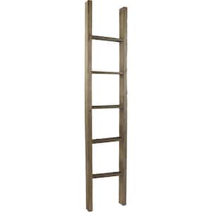 15 in. x 72 in. x 3 1/2 in. Barnwood Decor Collection Pebble Grey Vintage Farmhouse 5-Rung Ladder