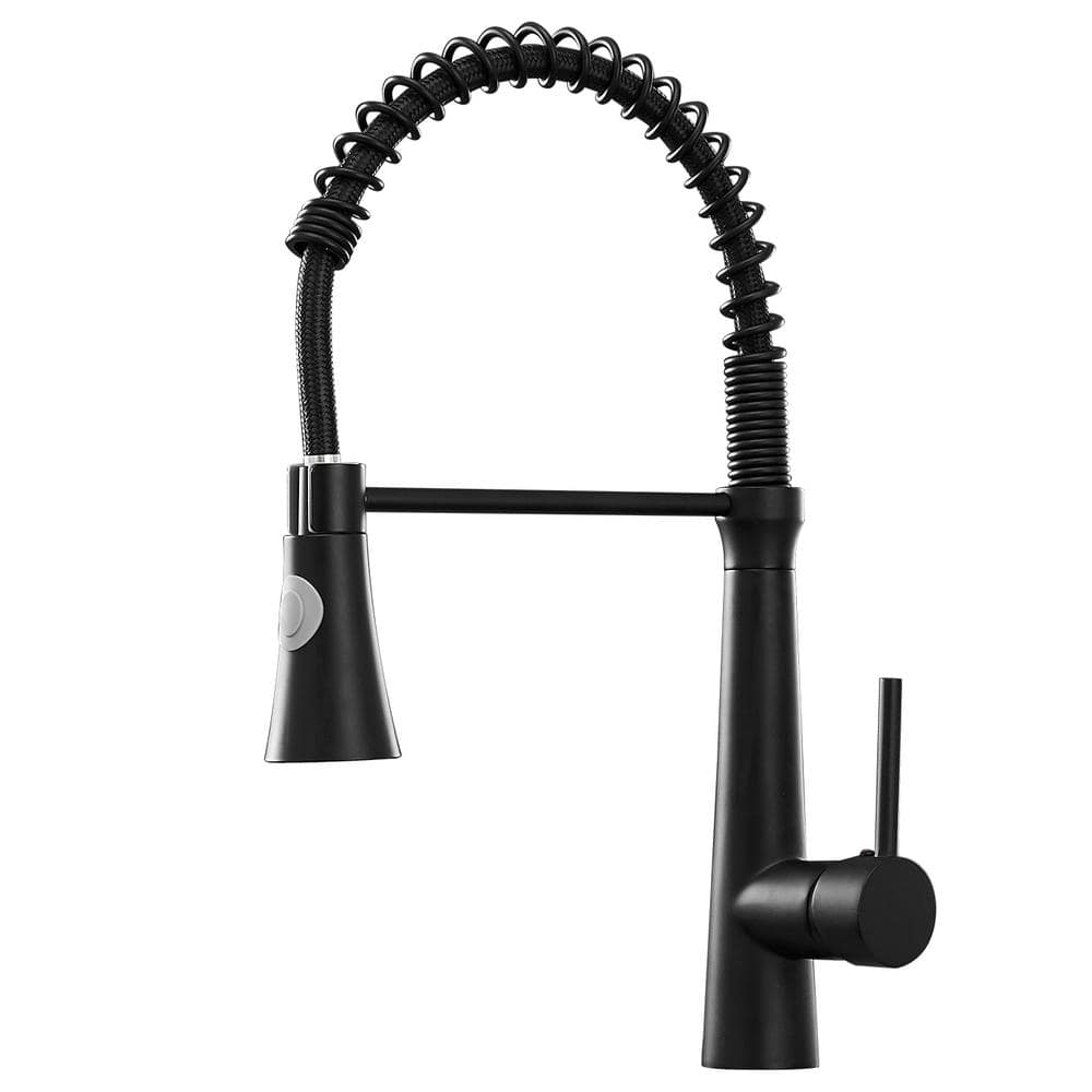 Black Stainless Steel Faucet Single-Handle Faucet Pull-Down Sprayer Kitchen