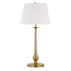 HomeRoots 28 in. White Modern Integrated LED Buffet Table Lamp with White Fabric Shade ...