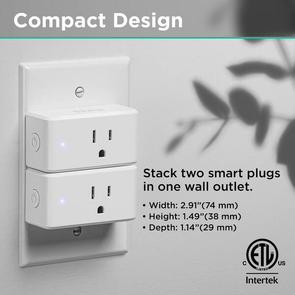 iHome Smart Plug Works with Alexa and Google Home, App Control, 10 Amps -  (2 Pack) White