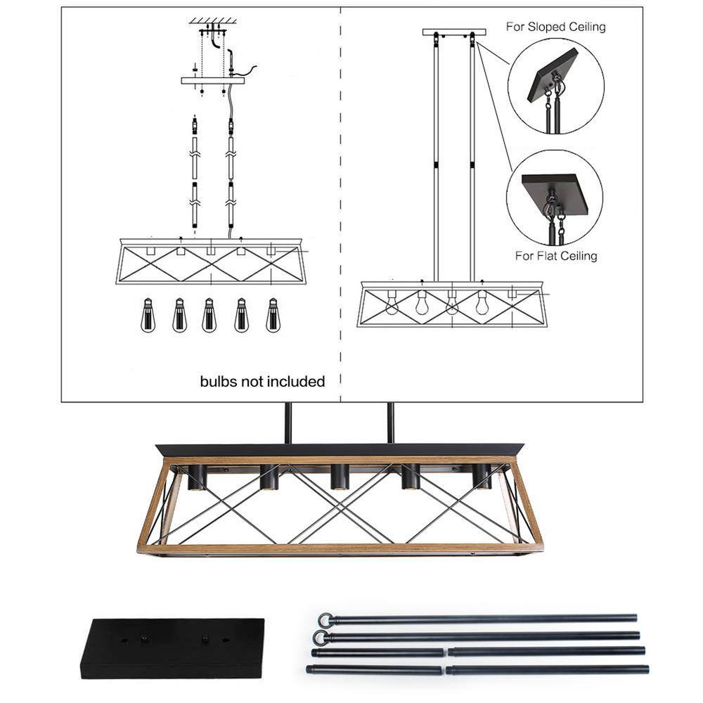 Black and Brown Metal Rectangle Island Chandelier