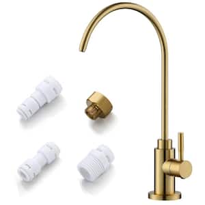 Non-Air Gap Drinking Water Single Handle Beverage Faucet with Water Filtration System in Gold