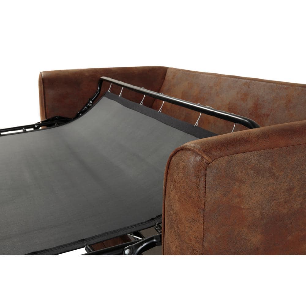 Palomino Brown Faux Leather Queen Sleeper Sofa