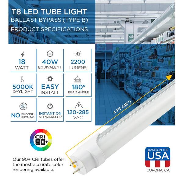 t8 led bulbs no ballast home depot