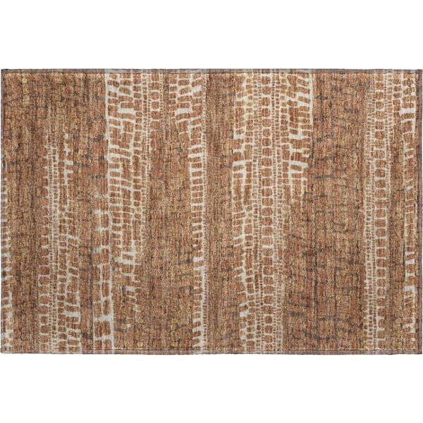 Mayfield Premium Machine Washable Abstract AMF2540 Paprika 3 ft. x 4 ft. Area Rug
