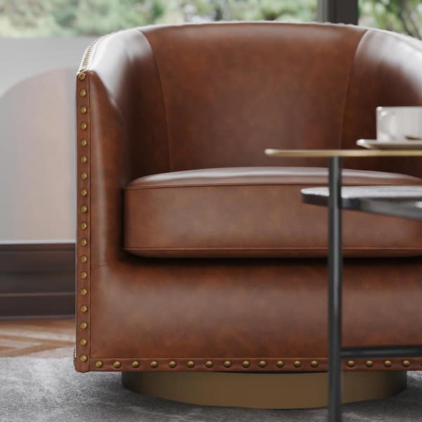 Carnegy Avenue Brown Leather Faux Leather Accent Chair CGA BS