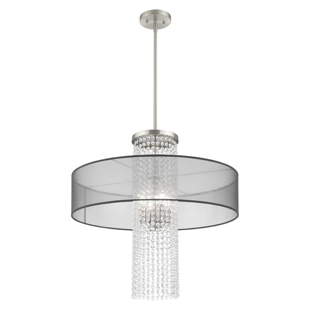 Bella Vista Brushed Nickel 4-Light Crystal Drum Chandelier