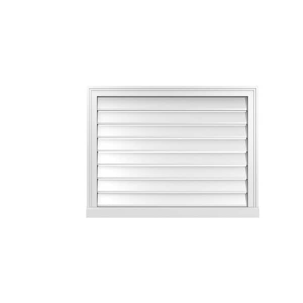 Ekena Millwork 34 in. x 26 in. Vertical Surface Mount PVC Gable Vent: Functional with Brickmould Sill Frame