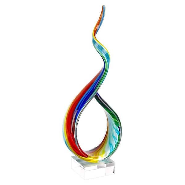 HomeRoots 19 in. Multicolor Multicolor Art Glass Centerpiece On Crystal Base