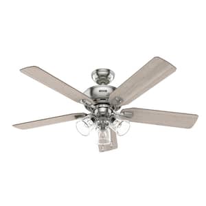 Rosner 52 in. Indoor Brushed Nickel Ceiling Fan with Light Kit Included
