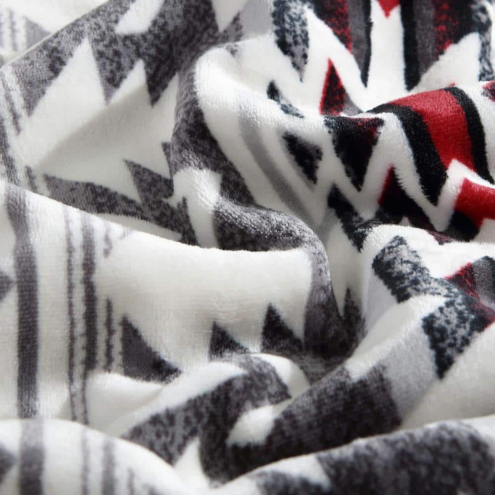 Clyde Hill Stripe Grey 50"x60" Reversible Plush Sherpa Throw