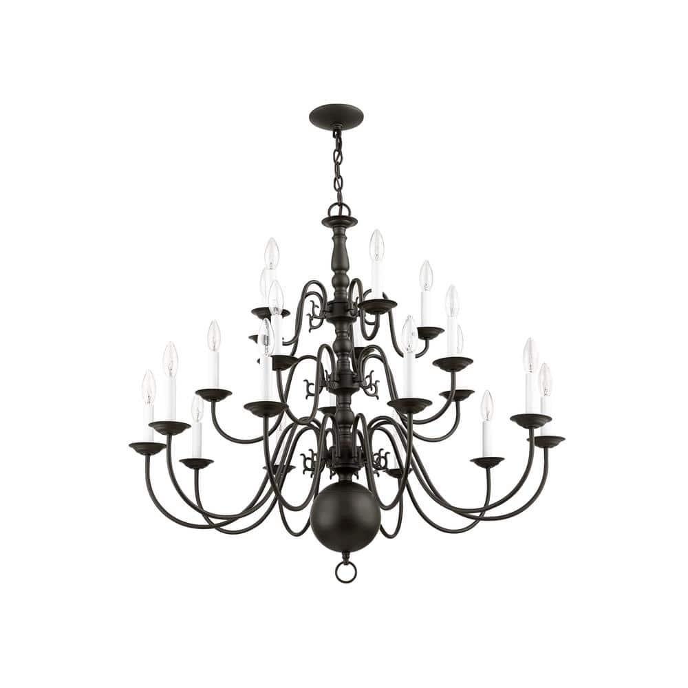 Bronze 36-Inch 20-Light Candelabra Chandelier