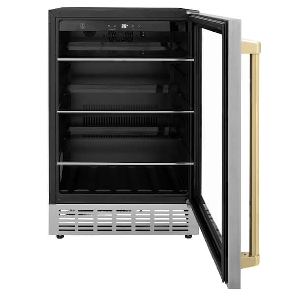 Monument Autograph Edition 24 in. Single Zone 154-Can Beverage Fridge with Champagne Bronze Handle in Stainless Steel