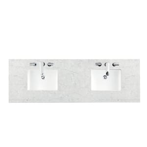 72 in. W x 23.5 in. D Double Basin Vanity Top in Eternal Jasmine Pearl Silestone Quartz with White Basin