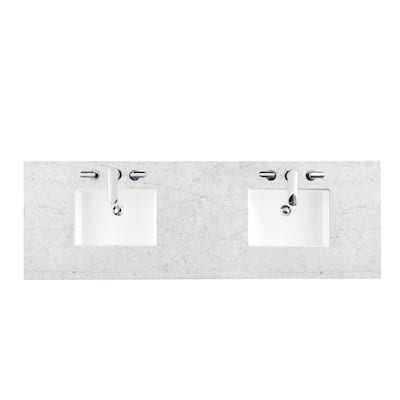 James Martin Vanities 72 In Double Basin Vanity Top Classic White Silestone Quartz With 050 S72 Clw Snk The Home Depot - Two Bathroom Vanity Tops