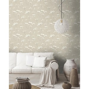 Tan Enchanted Unpasted Paper Matte Wallpaper, 27 in. by 27 ft.