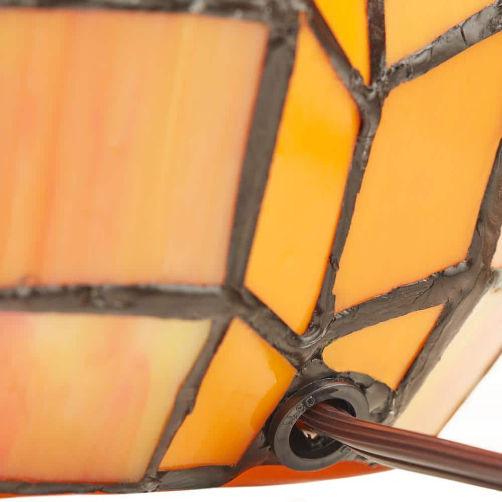 Patch the Pumpkin Orange and Green Stained Glass Accent Lamp