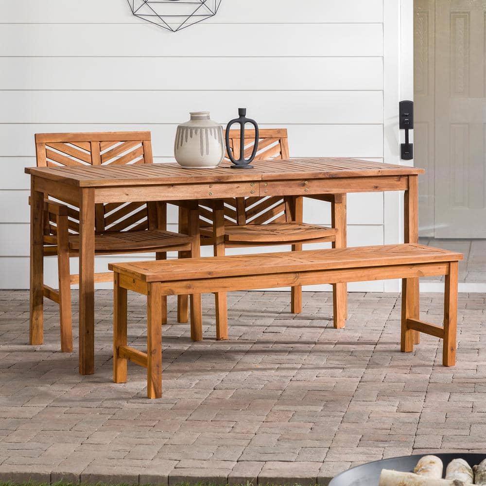 Walker Edison Furniture Company Chevron Brownv 4Piece Wood Outdoor