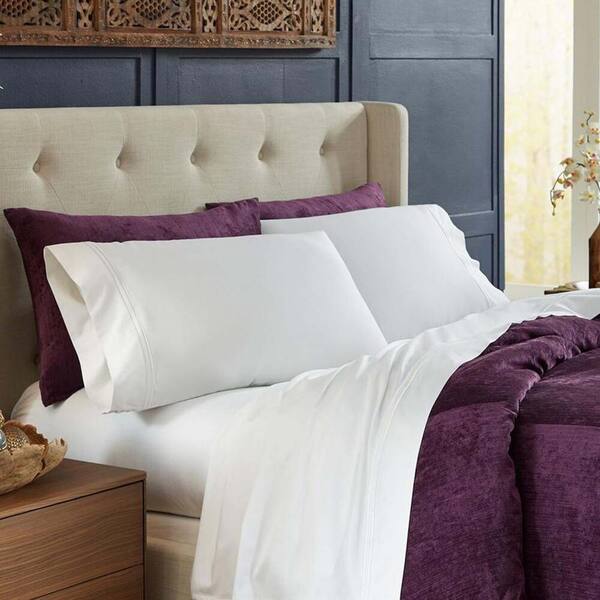 Less Home 4 Piece White Modal, Split California King Bed Sheet Set