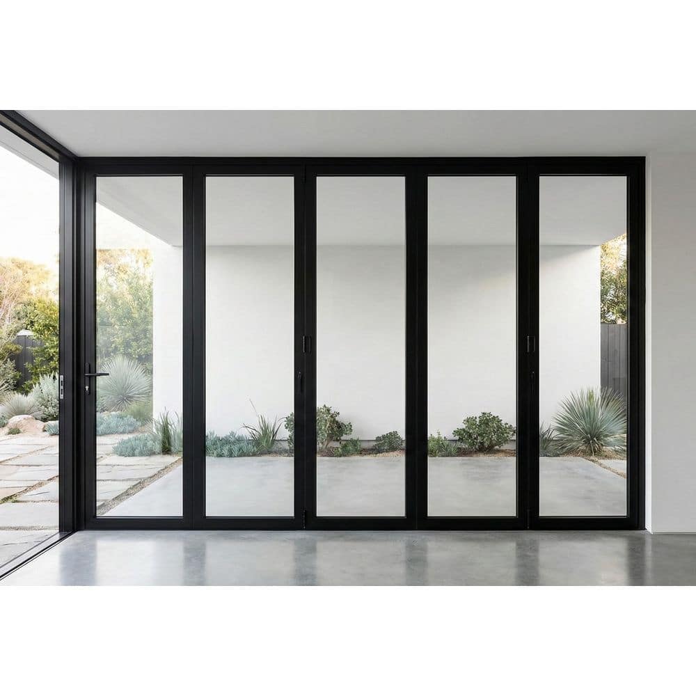 ERIS 168 in. x 80 in. Right Swing/Outswing Black Aluminum Folding