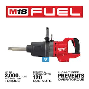 M18 FUEL 18V Lithium Ion Brushless Cordless 1 in. Impact Wrench Extended Reach D Handle and HIGH OUTPUT 12Ah Battery