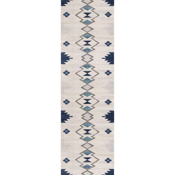 Savannah Modern Cream 2 ft. 3 in. x 18 ft. Abstract Runner Area Rug