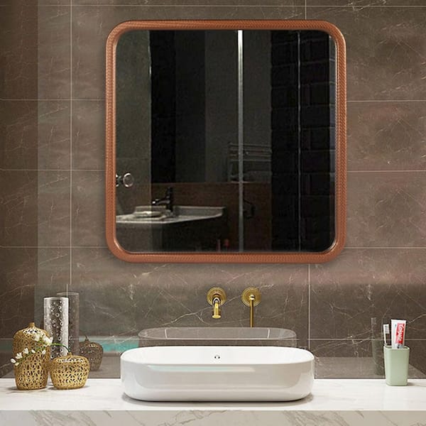 Gymax Bathroom Wall Mirror with Shelf Square Vanity Makeup Mirror