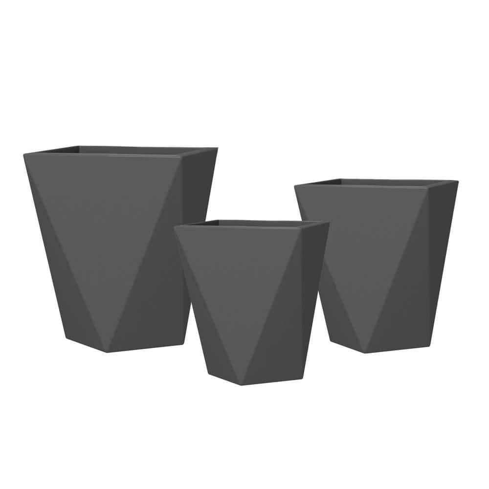 Gray Magnesium Oxide Composite Outdoor Planters with Drainage Holes, Stackable Flower Pots for Garden, Patio, Set of 3 price history on PriceWatchPro