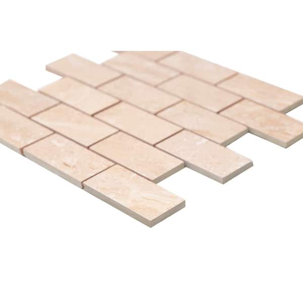 MSI Roman Beige Split Face Peel and Stick 12 in. x 12 in. x 6mm Travertine Mesh-Mounted Mosaic Tile (15 sq. ft. / case)