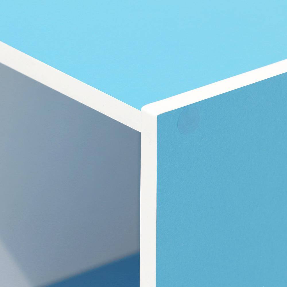 White and Light Blue 11-Cube Wood Bookcase