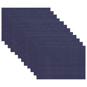 19 in. x 13 in. Grass Cloth Blue Reversible PVC and Polyester Woven Indoor Outdoor Placemats (Set of 12)