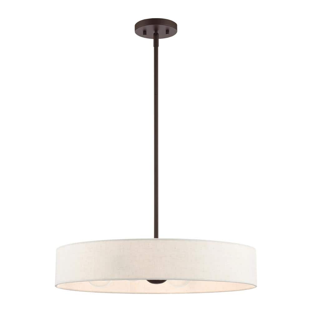 Bronze and Antique Brass 4-Light Crystal Drum Pendant